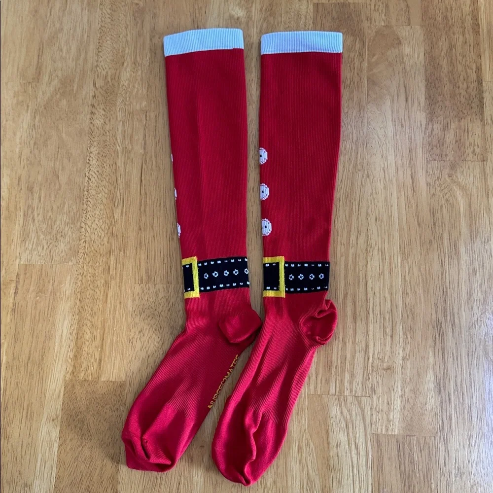 Nursemates Nurse Santa Belt Compression Holiday Fun Socks